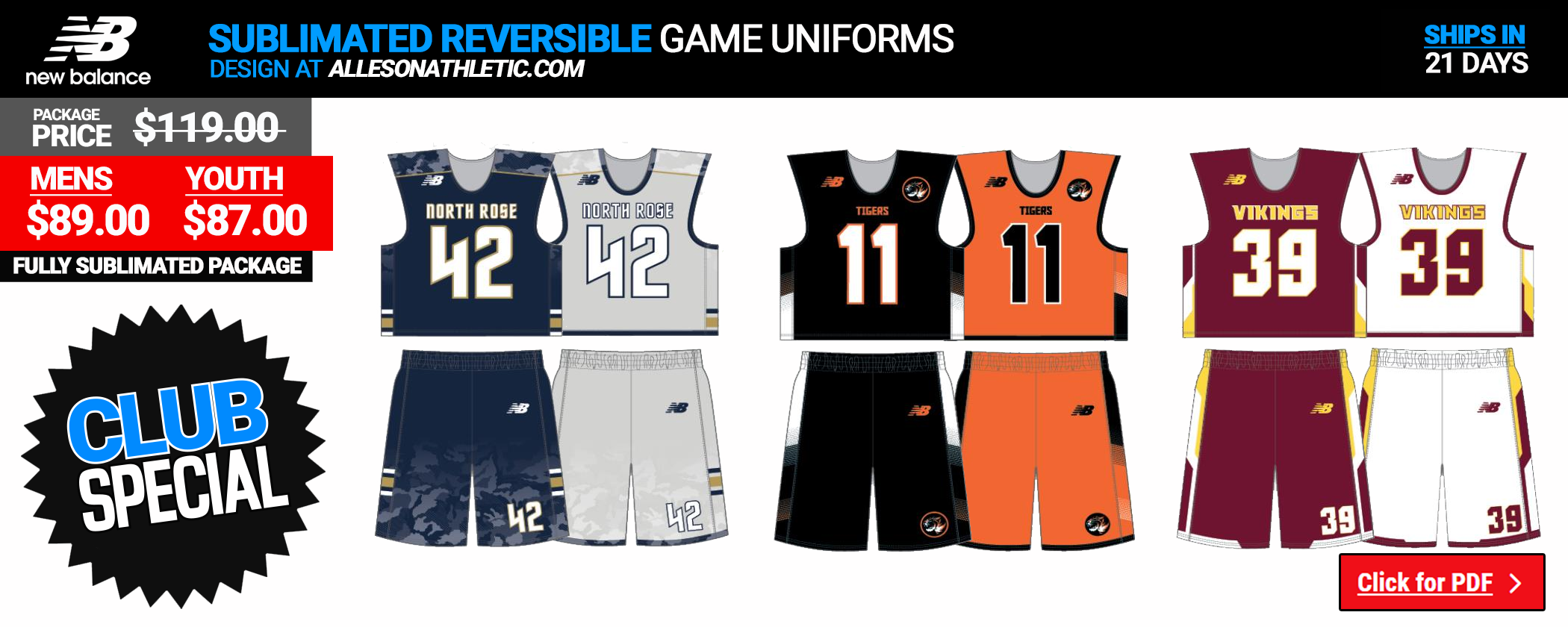 Mens Lacrosse Uniforms Sublimated Reversibles